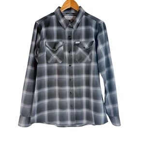 Dixxon Women’s The Static Black Long Sleeve Pearl Snap Flannel Shirt Size Large